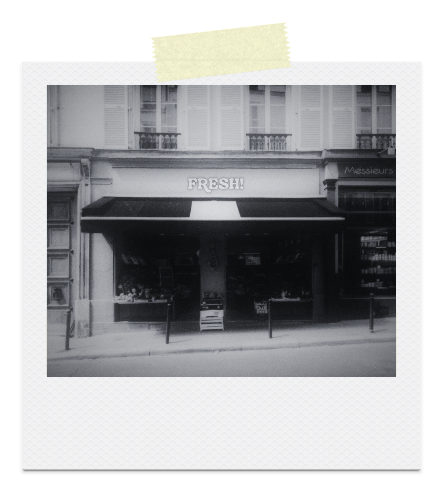 A polaroid picture of the very first Fresh store.